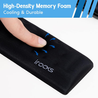 Memory Foam Keyboard Wrist Rest - Pain-Reducing, Non-Slip Rubber Base Wrists Rest Support - Cooling Ergonomic Laptop & Computer Keyboard Pad for Long Hours of Work, Studying, Gaming - Black