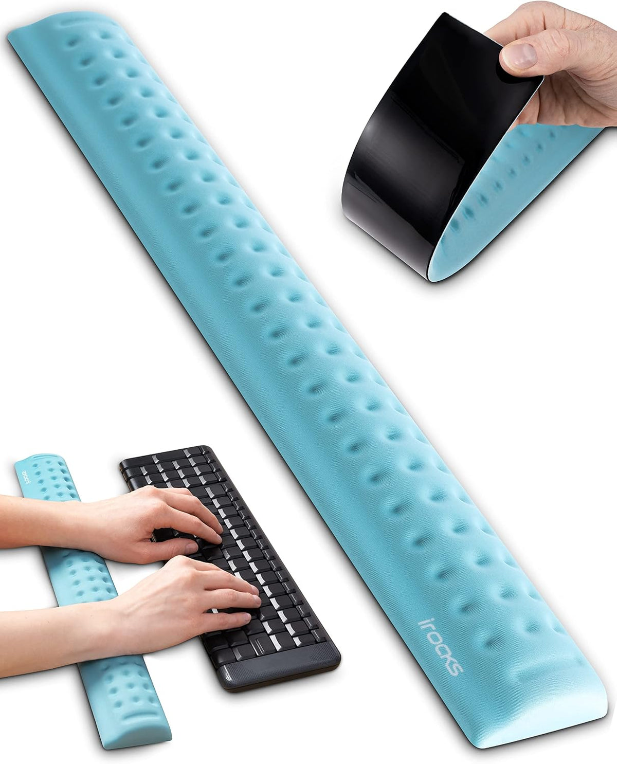 Memory Foam Keyboard Wrist Rest - Pain-Reducing, Non-Slip Rubber Base Wrists Rest Support - Cooling Ergonomic Laptop & Computer Keyboard Pad for Long Hours of Work, Studying, Gaming - Black