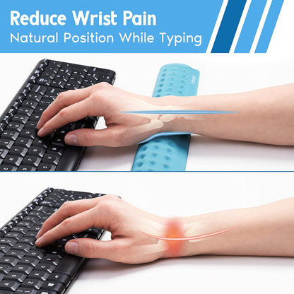 Memory Foam Keyboard Wrist Rest - Pain-Reducing, Non-Slip Rubber Base Wrists Rest Support - Cooling Ergonomic Laptop & Computer Keyboard Pad for Long Hours of Work, Studying, Gaming - Black