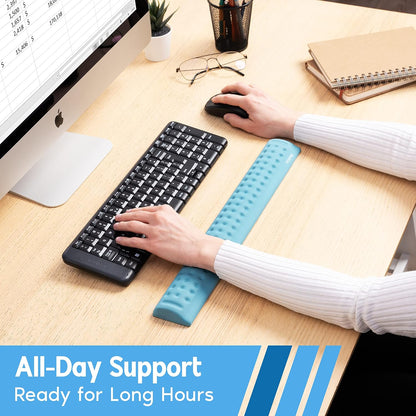 Memory Foam Keyboard Wrist Rest - Pain-Reducing, Non-Slip Rubber Base Wrists Rest Support - Cooling Ergonomic Laptop & Computer Keyboard Pad for Long Hours of Work, Studying, Gaming - Black