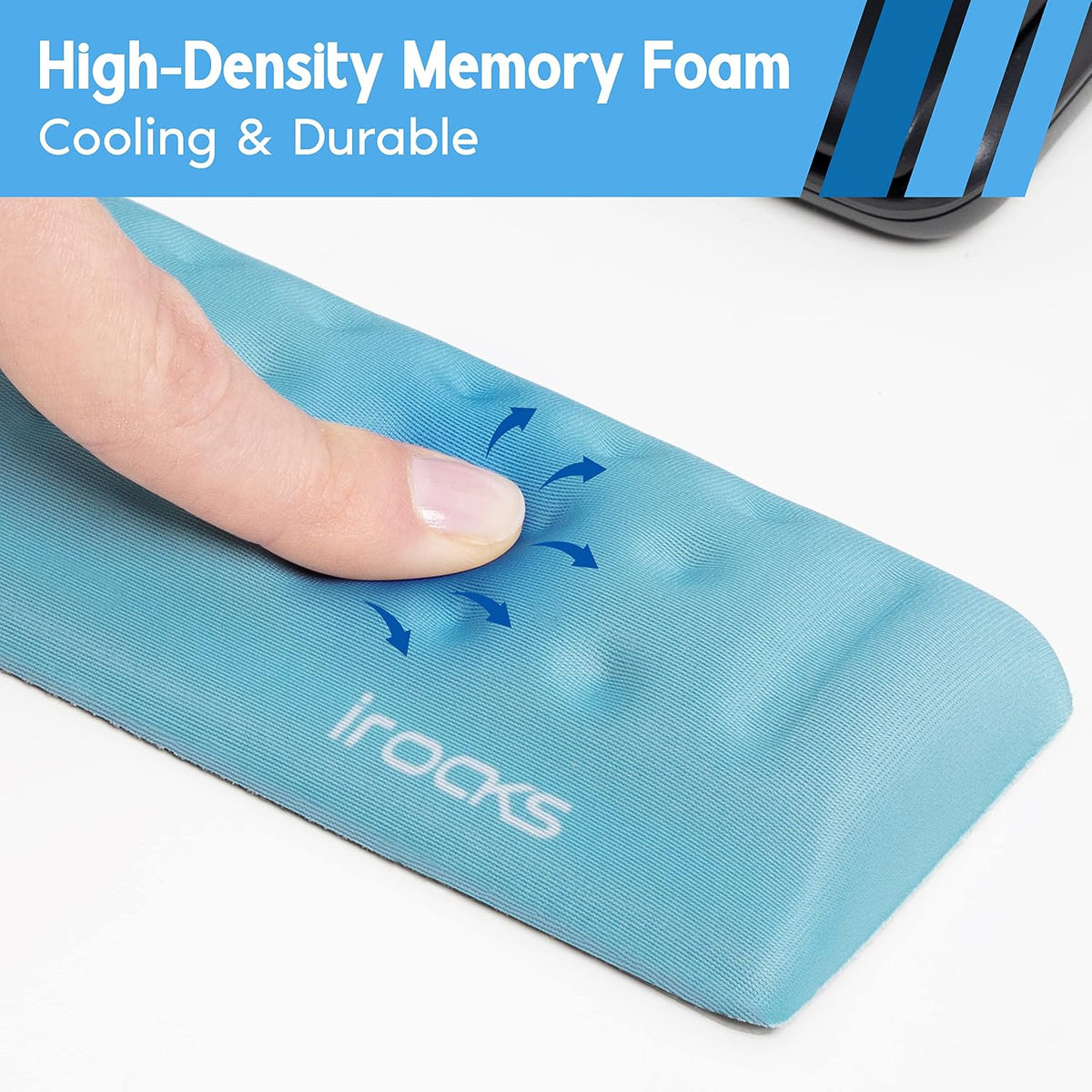 Memory Foam Keyboard Wrist Rest - Pain-Reducing, Non-Slip Rubber Base Wrists Rest Support - Cooling Ergonomic Laptop & Computer Keyboard Pad for Long Hours of Work, Studying, Gaming - Black