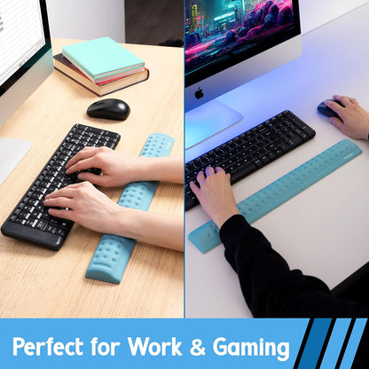 Memory Foam Keyboard Wrist Rest - Pain-Reducing, Non-Slip Rubber Base Wrists Rest Support - Cooling Ergonomic Laptop & Computer Keyboard Pad for Long Hours of Work, Studying, Gaming - Black