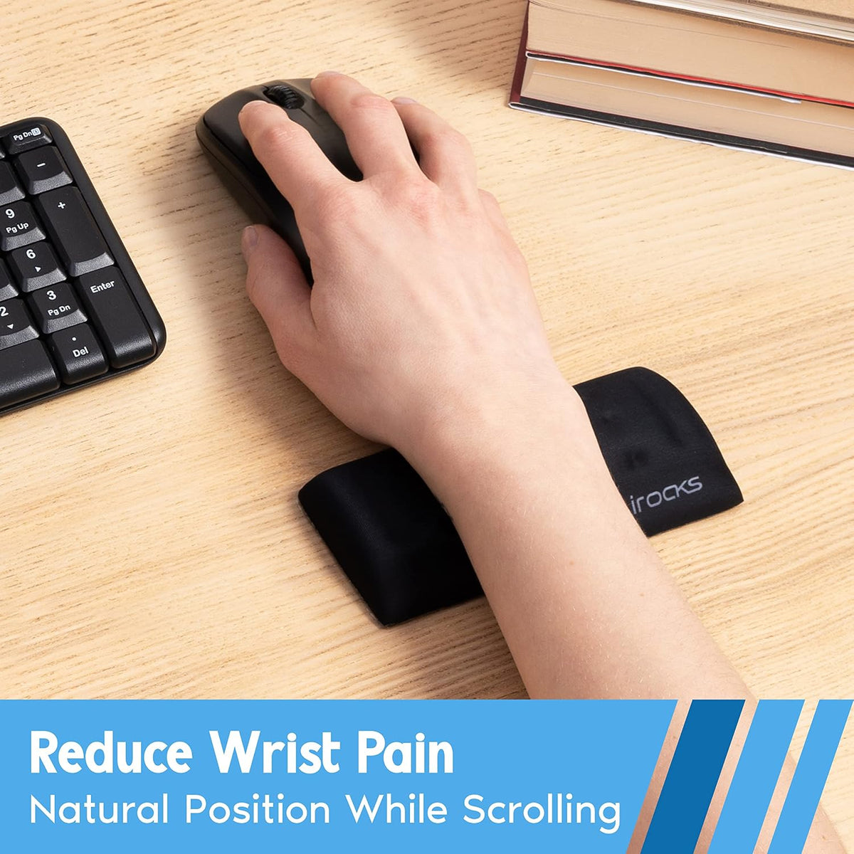 Memory Foam Keyboard Wrist Rest - Pain-Reducing, Non-Slip Rubber Base Wrists Rest Support - Cooling Ergonomic Laptop & Computer Keyboard Pad for Long Hours of Work, Studying, Gaming - Black