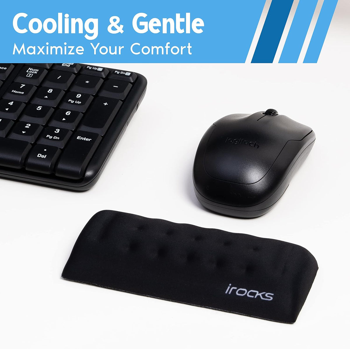 Memory Foam Keyboard Wrist Rest - Pain-Reducing, Non-Slip Rubber Base Wrists Rest Support - Cooling Ergonomic Laptop & Computer Keyboard Pad for Long Hours of Work, Studying, Gaming - Black