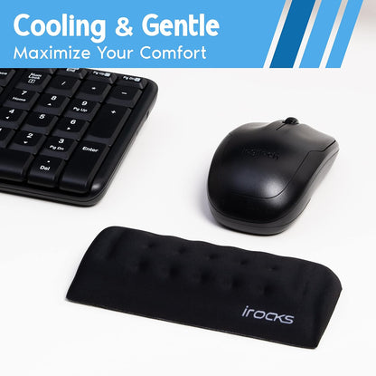 Memory Foam Keyboard Wrist Rest - Pain-Reducing, Non-Slip Rubber Base Wrists Rest Support - Cooling Ergonomic Laptop & Computer Keyboard Pad for Long Hours of Work, Studying, Gaming - Black