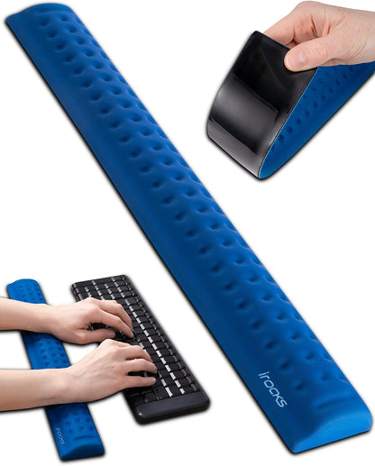Memory Foam Keyboard Wrist Rest - Pain-Reducing, Non-Slip Rubber Base Wrists Rest Support - Cooling Ergonomic Laptop & Computer Keyboard Pad for Long Hours of Work, Studying, Gaming - Black