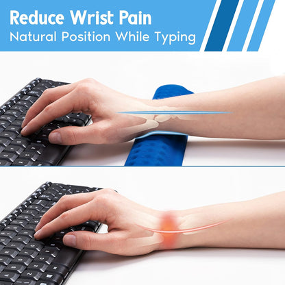 Memory Foam Keyboard Wrist Rest - Pain-Reducing, Non-Slip Rubber Base Wrists Rest Support - Cooling Ergonomic Laptop & Computer Keyboard Pad for Long Hours of Work, Studying, Gaming - Black