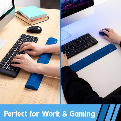 Memory Foam Keyboard Wrist Rest - Pain-Reducing, Non-Slip Rubber Base Wrists Rest Support - Cooling Ergonomic Laptop & Computer Keyboard Pad for Long Hours of Work, Studying, Gaming - Black