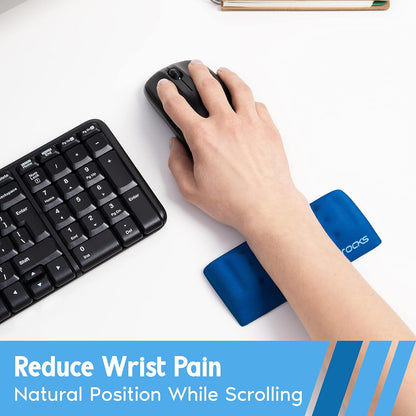 Memory Foam Keyboard Wrist Rest - Pain-Reducing, Non-Slip Rubber Base Wrists Rest Support - Cooling Ergonomic Laptop & Computer Keyboard Pad for Long Hours of Work, Studying, Gaming - Black