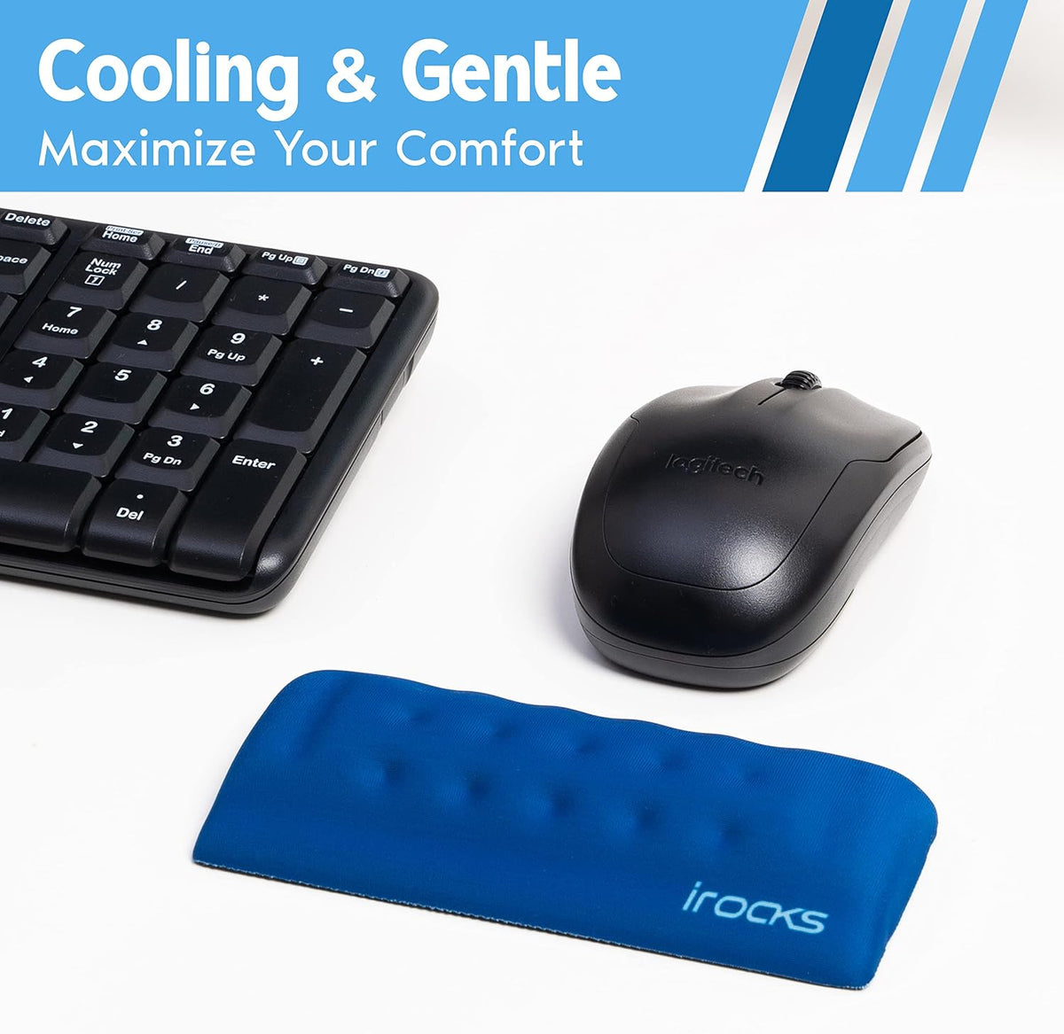 Memory Foam Keyboard Wrist Rest - Pain-Reducing, Non-Slip Rubber Base Wrists Rest Support - Cooling Ergonomic Laptop & Computer Keyboard Pad for Long Hours of Work, Studying, Gaming - Black