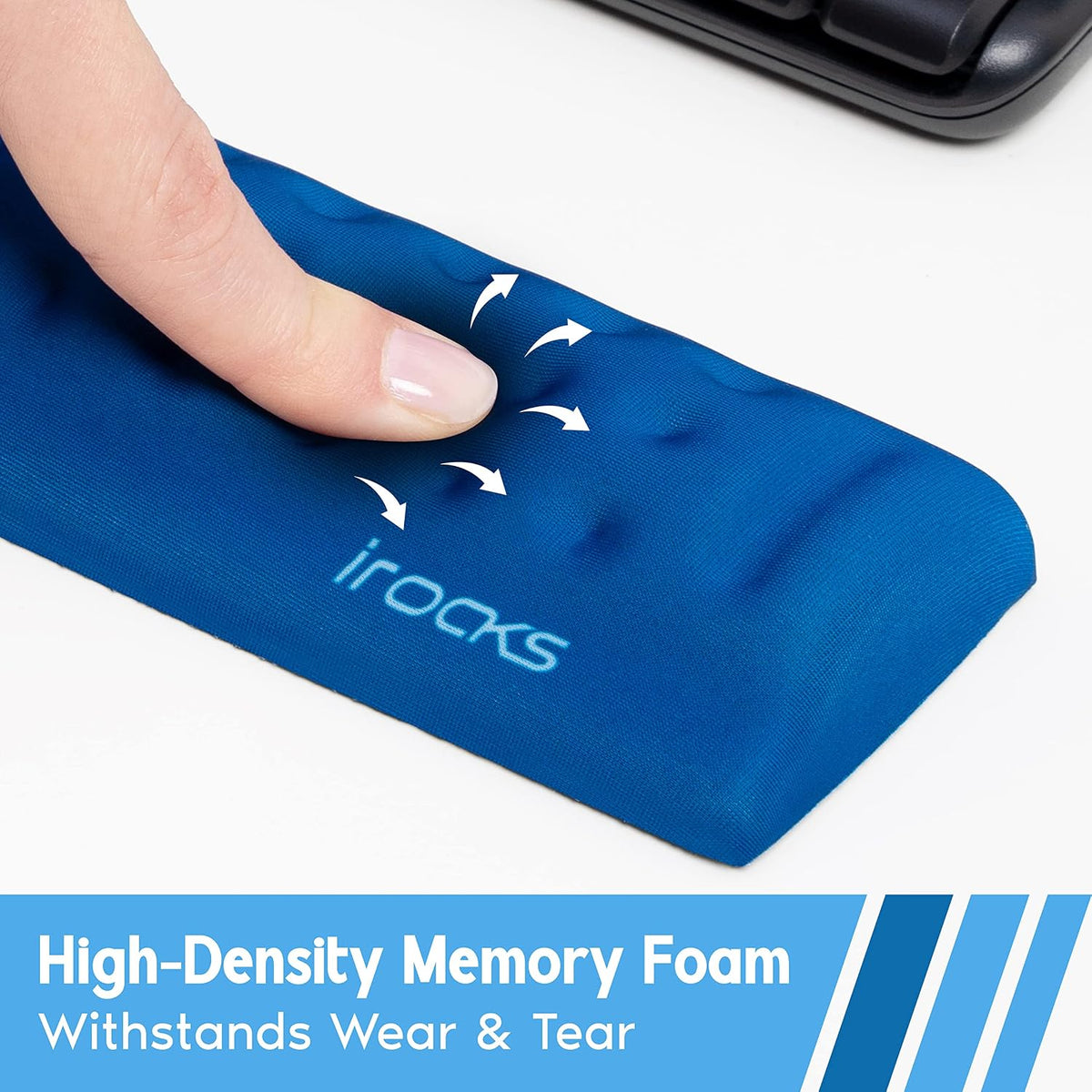 Memory Foam Keyboard Wrist Rest - Pain-Reducing, Non-Slip Rubber Base Wrists Rest Support - Cooling Ergonomic Laptop & Computer Keyboard Pad for Long Hours of Work, Studying, Gaming - Black