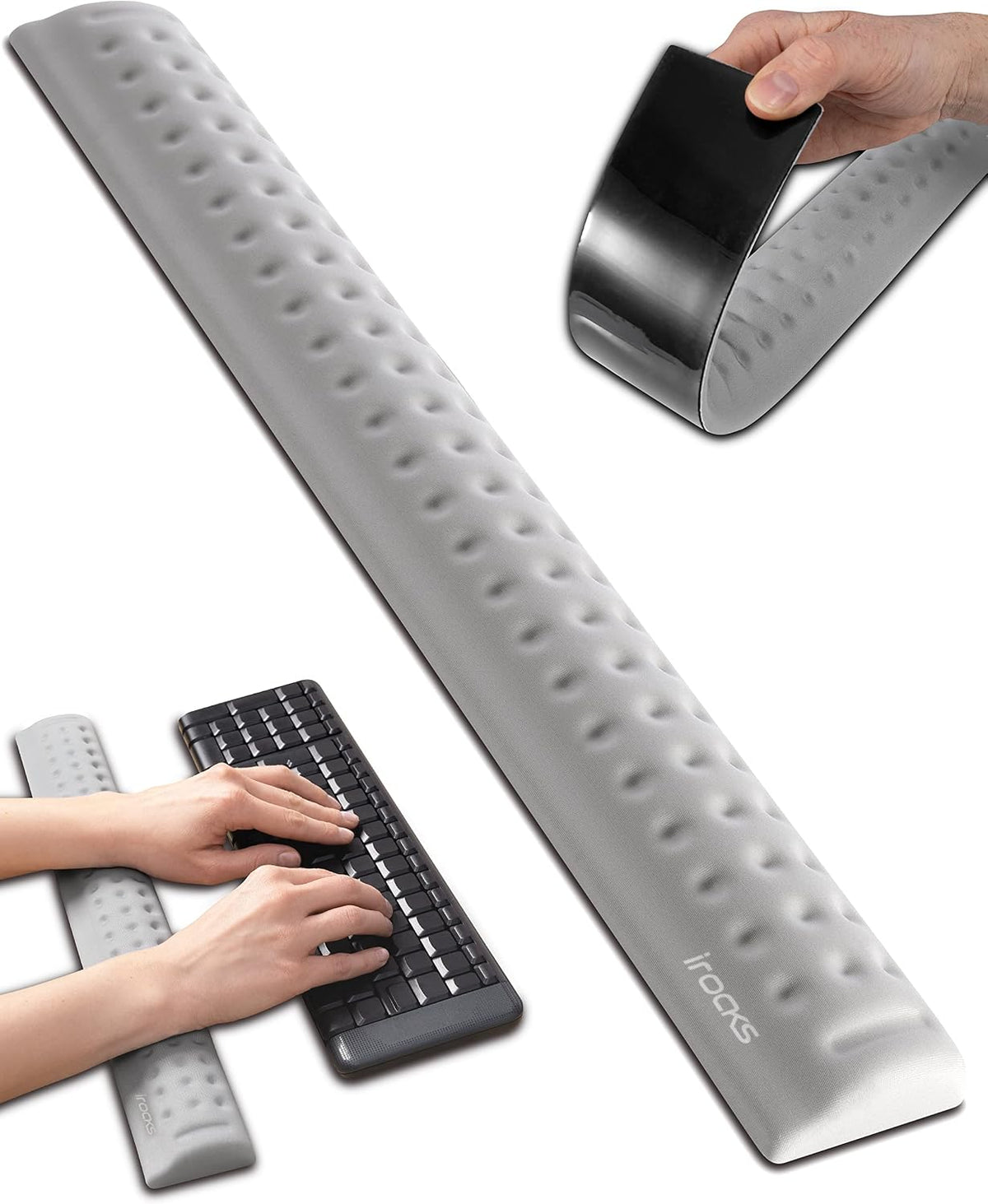 Memory Foam Keyboard Wrist Rest - Pain-Reducing, Non-Slip Rubber Base Wrists Rest Support - Cooling Ergonomic Laptop & Computer Keyboard Pad for Long Hours of Work, Studying, Gaming - Black