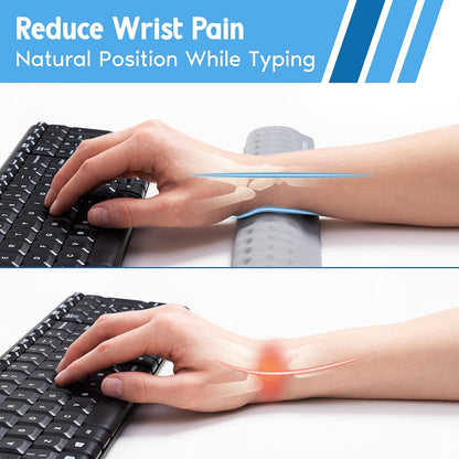 Memory Foam Keyboard Wrist Rest - Pain-Reducing, Non-Slip Rubber Base Wrists Rest Support - Cooling Ergonomic Laptop & Computer Keyboard Pad for Long Hours of Work, Studying, Gaming - Black