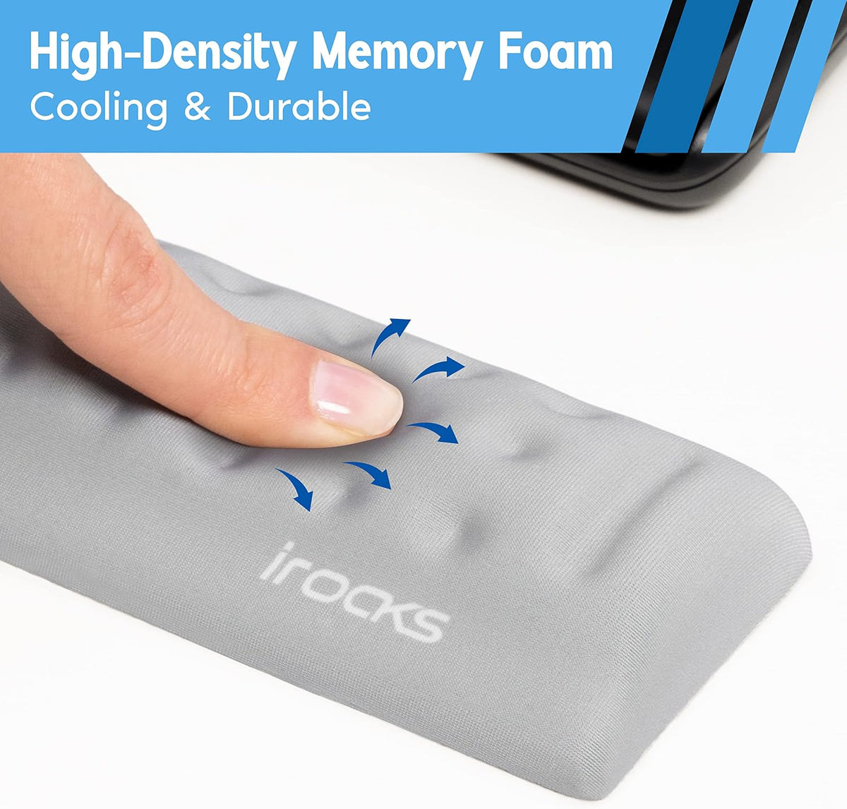 Memory Foam Keyboard Wrist Rest - Pain-Reducing, Non-Slip Rubber Base Wrists Rest Support - Cooling Ergonomic Laptop & Computer Keyboard Pad for Long Hours of Work, Studying, Gaming - Black