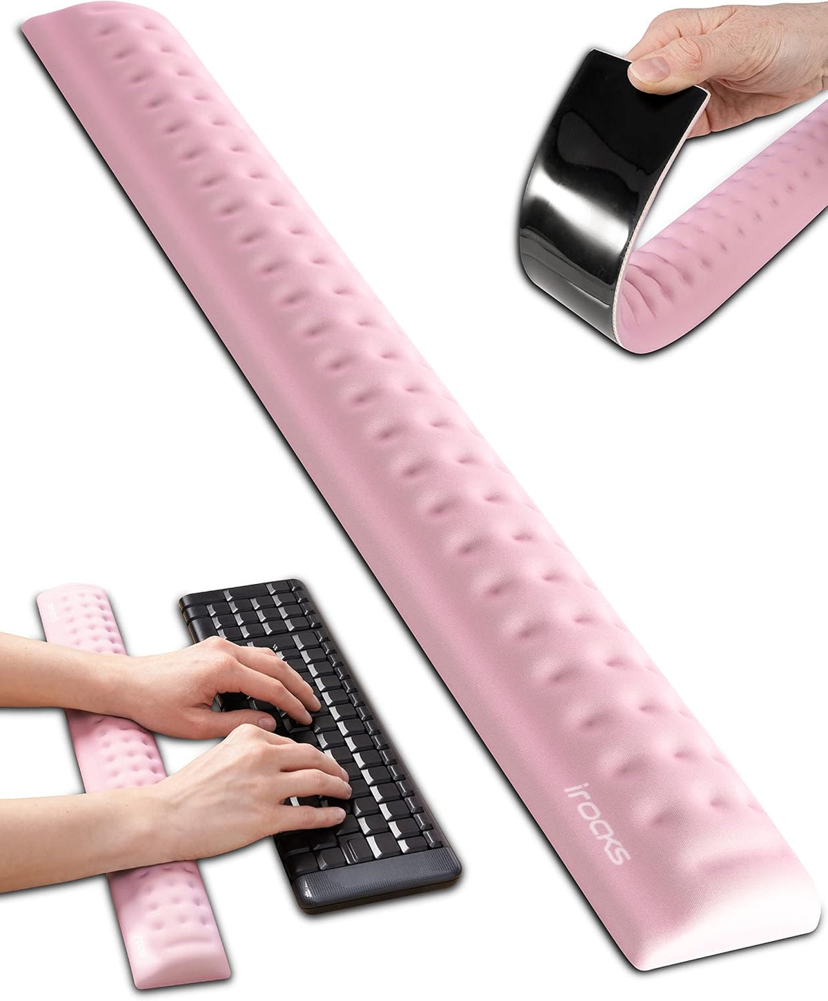 Memory Foam Keyboard Wrist Rest - Pain-Reducing, Non-Slip Rubber Base Wrists Rest Support - Cooling Ergonomic Laptop & Computer Keyboard Pad for Long Hours of Work, Studying, Gaming - Black