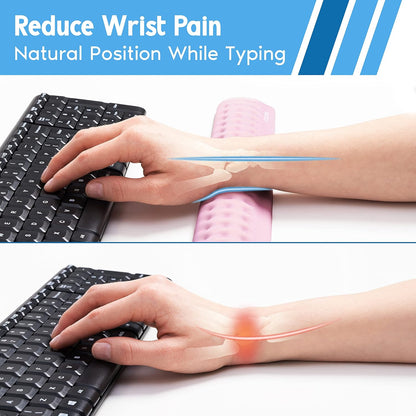 Memory Foam Keyboard Wrist Rest - Pain-Reducing, Non-Slip Rubber Base Wrists Rest Support - Cooling Ergonomic Laptop & Computer Keyboard Pad for Long Hours of Work, Studying, Gaming - Black