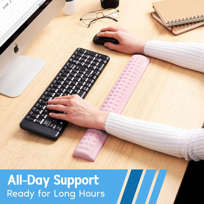 Memory Foam Keyboard Wrist Rest - Pain-Reducing, Non-Slip Rubber Base Wrists Rest Support - Cooling Ergonomic Laptop & Computer Keyboard Pad for Long Hours of Work, Studying, Gaming - Black