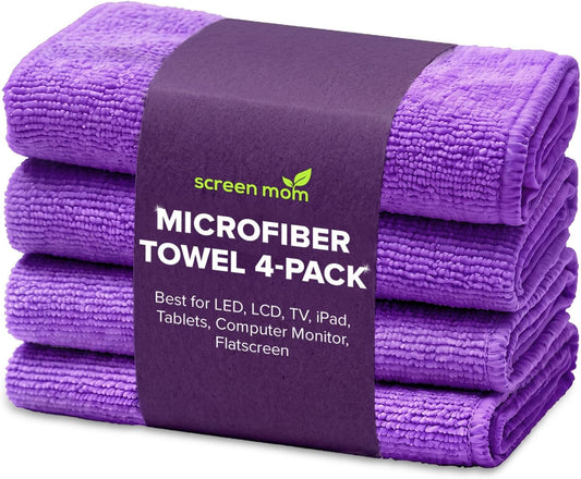 Screen Cleaner 4-Pack Microfiber Cloths for TV, Car, Laptop & Computer