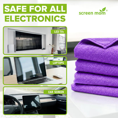 Screen Cleaner 4-Pack Microfiber Cloths for TV, Car, Laptop & Computer