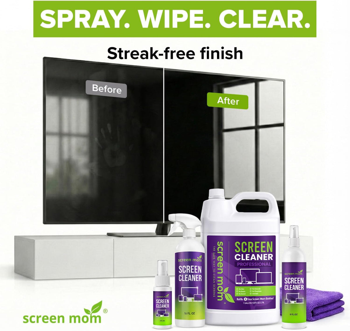 Screen Cleaner 4-Pack Microfiber Cloths for TV, Car, Laptop & Computer