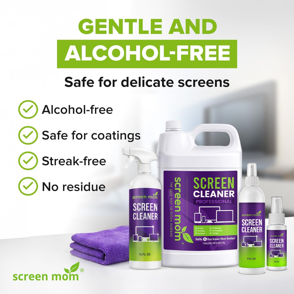 Screen Cleaner 4-Pack Microfiber Cloths for TV, Car, Laptop & Computer