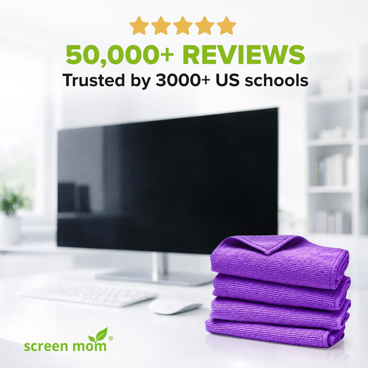Screen Cleaner 4-Pack Microfiber Cloths for TV, Car, Laptop & Computer