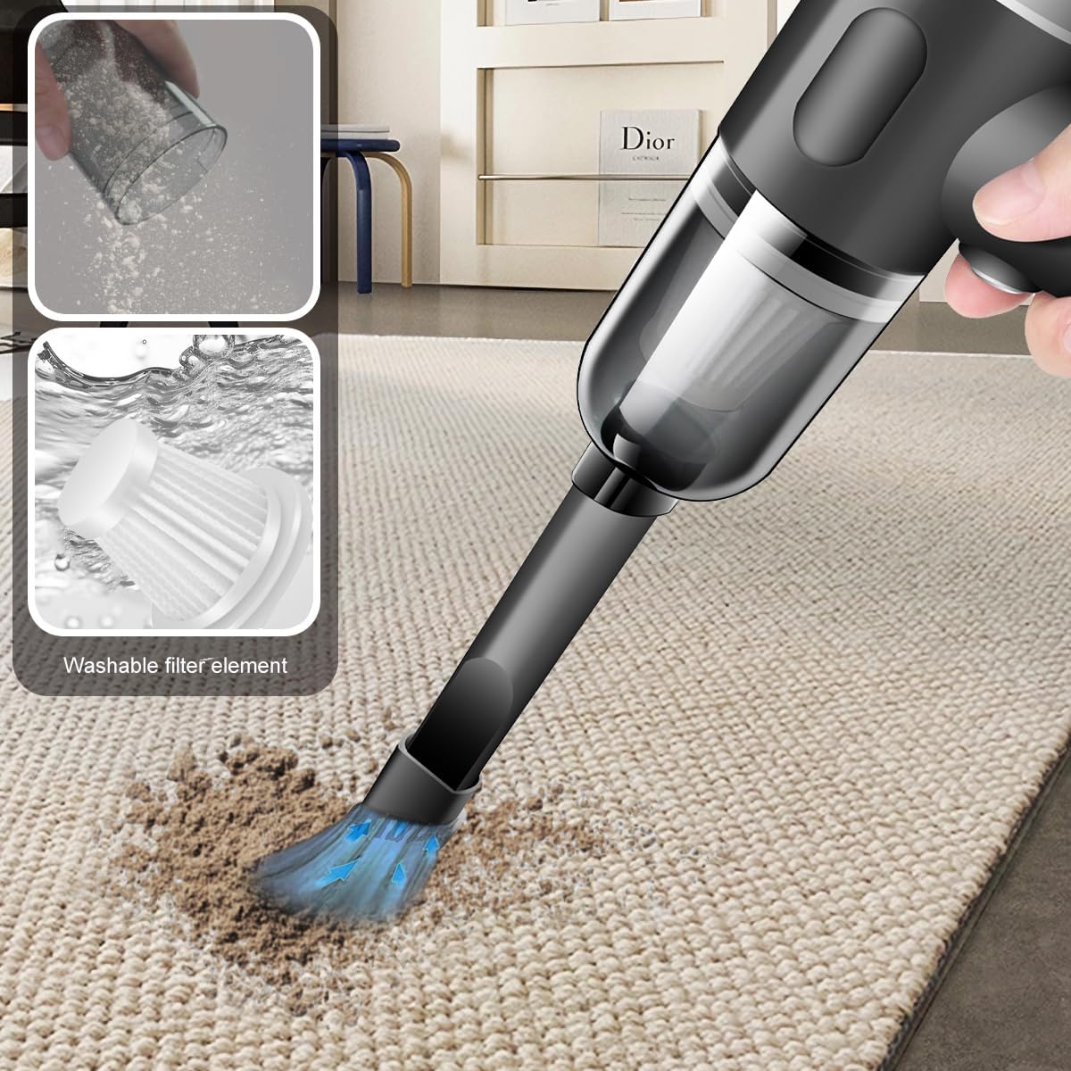 Wireless Handheld Car Vacuum Cleaner High Power Rechargeable Household Mini Vacuum, Vacuum for Desk, Home and Office Dust Cleaning, Protable Vacuum Cleaner for Car