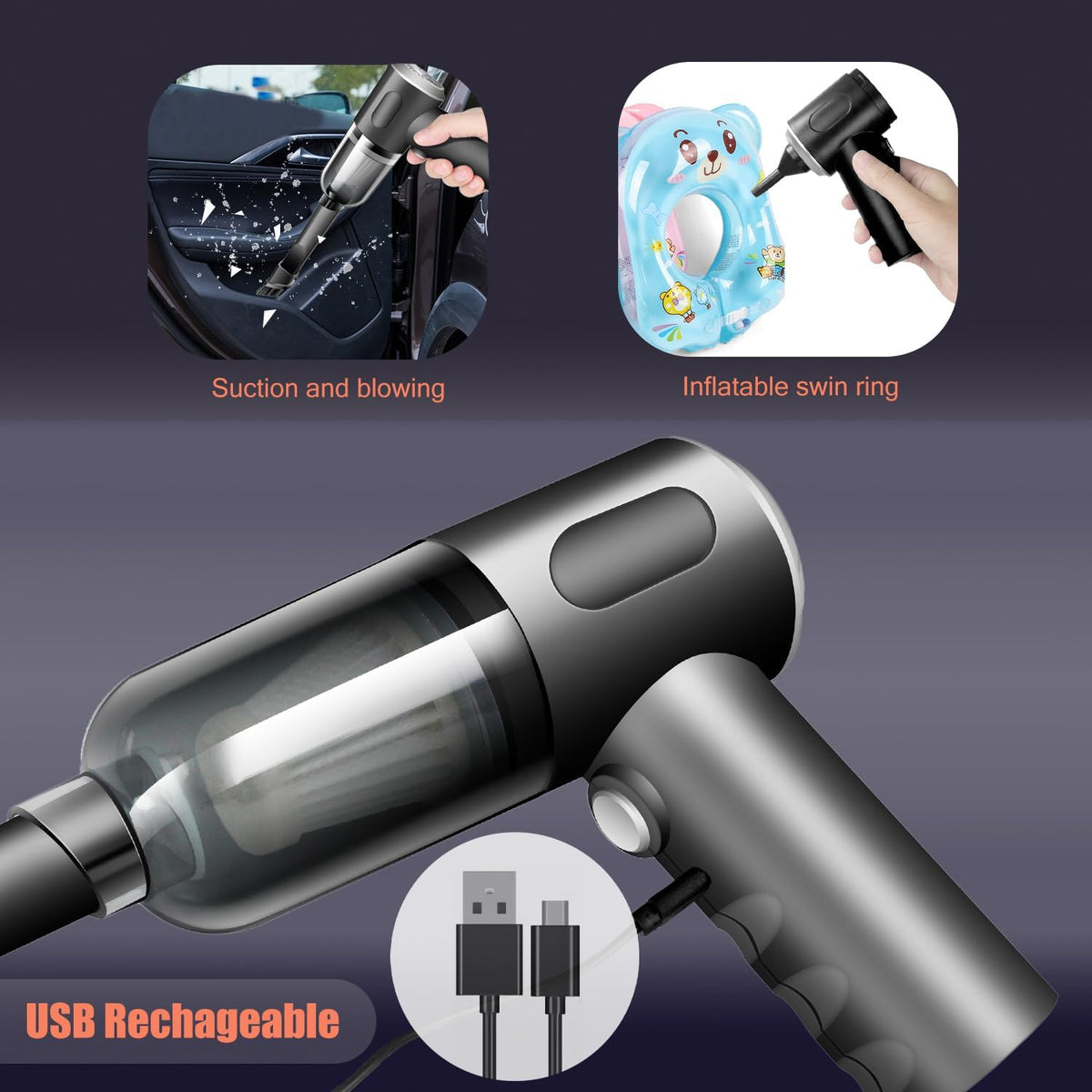 Wireless Handheld Car Vacuum Cleaner High Power Rechargeable Household Mini Vacuum, Vacuum for Desk, Home and Office Dust Cleaning, Protable Vacuum Cleaner for Car