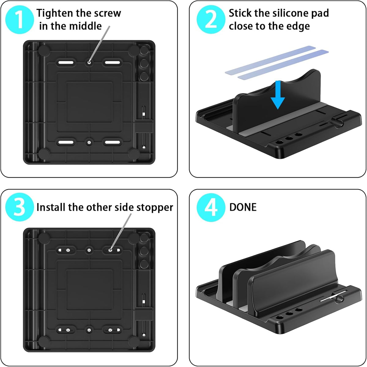 Vertical Laptop Stand, Adjustable 4 in 1 ABS