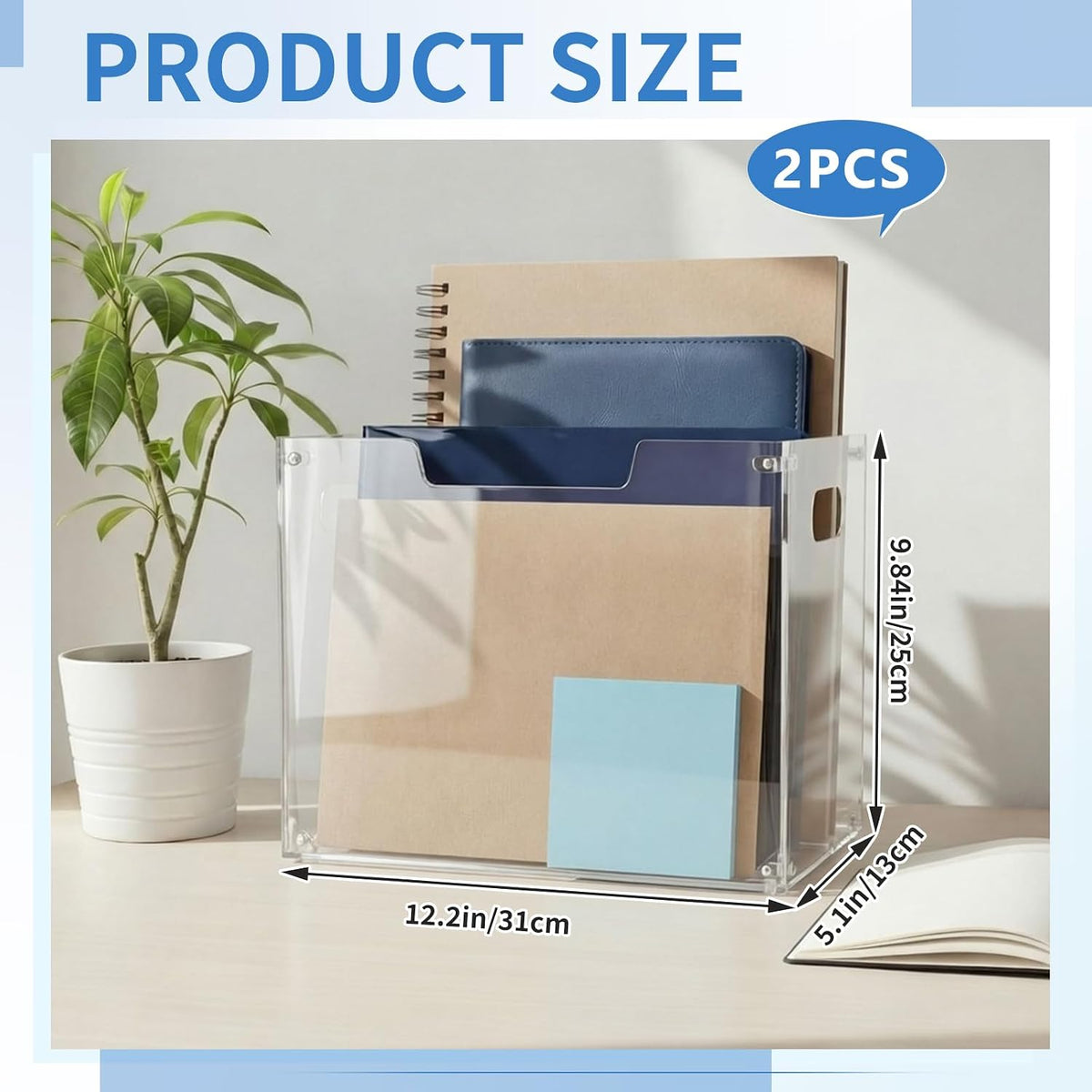1 Pack Acrylic File Organizer, Letter, 12.2"L x 5.51"W x 9.84"H