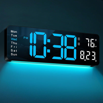 Digital Wall Clock, 16" Large Display Digital Clock with Remote Control, Auto-Dimming Wall Clock with Night Light, DST, Date Week,Temp for Living Room, Bedroom, Decor, for Elderly