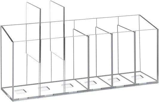 1Pcs Acrylic Pen Holders with 6 Compartments for Desk Organizer