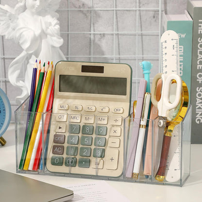1Pcs Acrylic Pen Holders with 6 Compartments for Desk Organizer