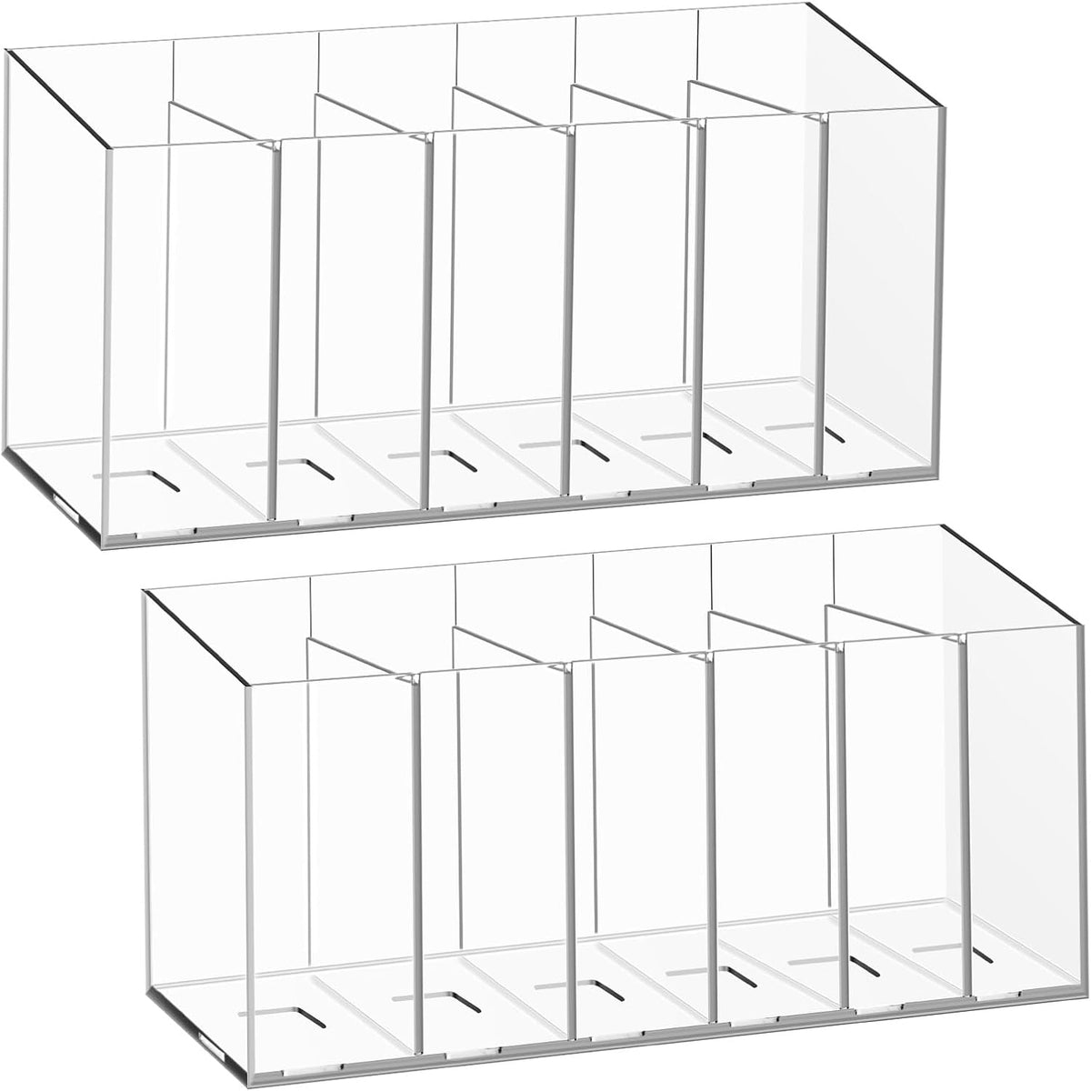 1Pcs Acrylic Pen Holders with 6 Compartments for Desk Organizer