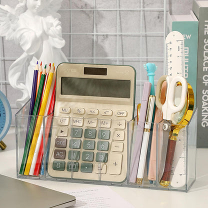 1Pcs Acrylic Pen Holders with 6 Compartments for Desk Organizer