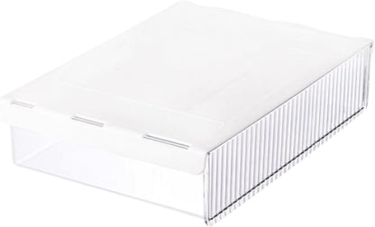 Under Desk Organizer - Stick On Fluted Translucent Desk Drawer Attachment, Slide Out Under Desk Storage for Office & Home (WHITE, SMALL)