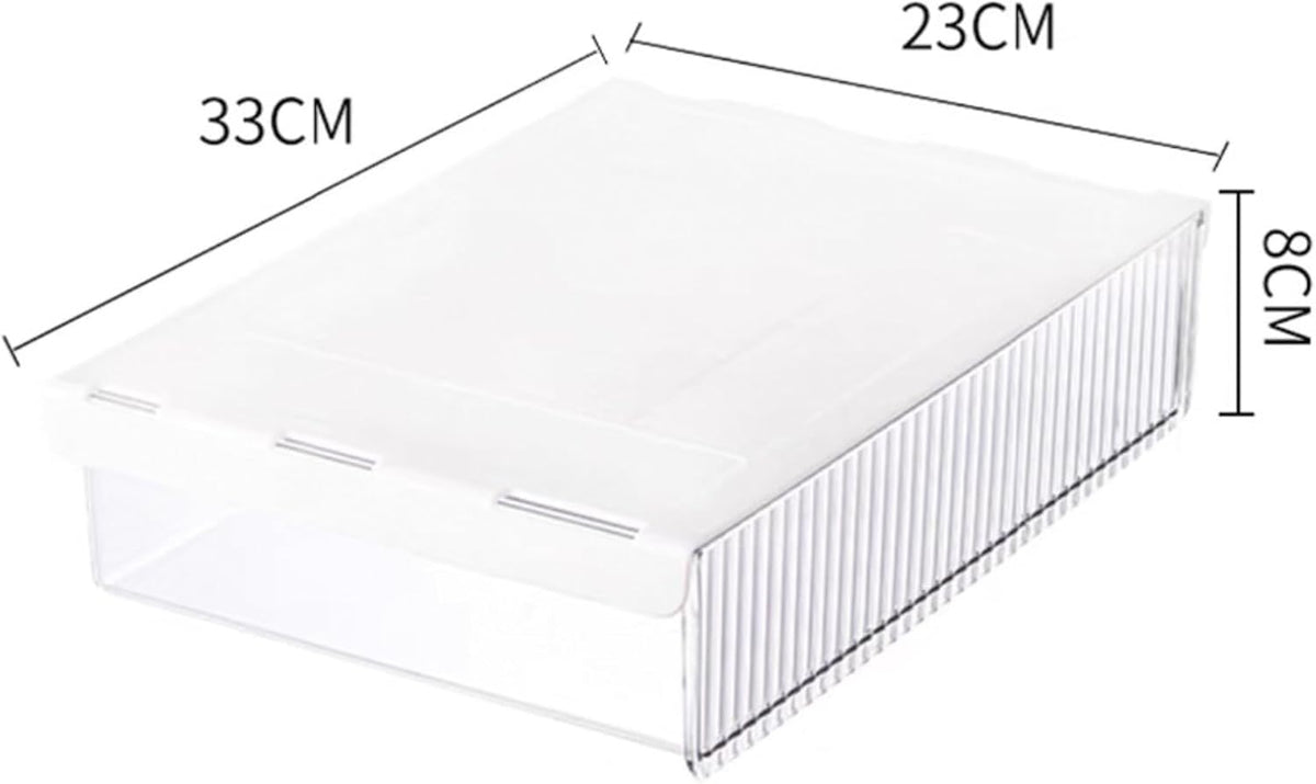 Under Desk Organizer - Stick On Fluted Translucent Desk Drawer Attachment, Slide Out Under Desk Storage for Office & Home (WHITE, SMALL)