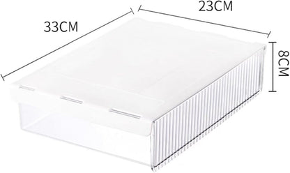 Under Desk Organizer - Stick On Fluted Translucent Desk Drawer Attachment, Slide Out Under Desk Storage for Office & Home (WHITE, SMALL)