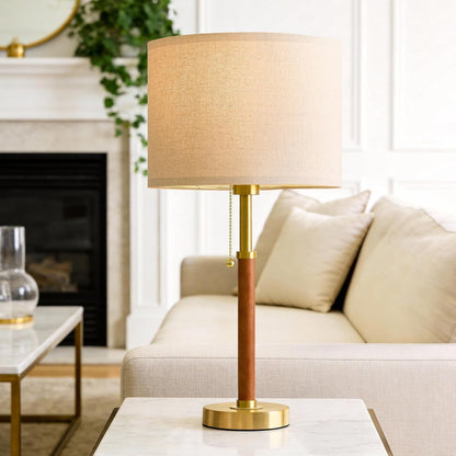 22" Wood Table Lamps Mid Century Modern Lamp for Bedroom Living Room