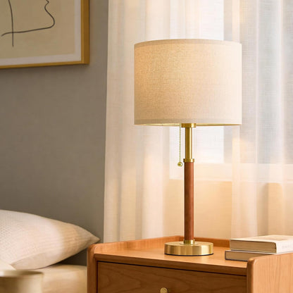 22" Wood Table Lamps Mid Century Modern Lamp for Bedroom Living Room