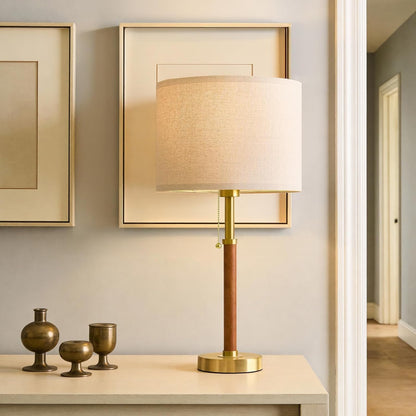 22" Wood Table Lamps Mid Century Modern Lamp for Bedroom Living Room
