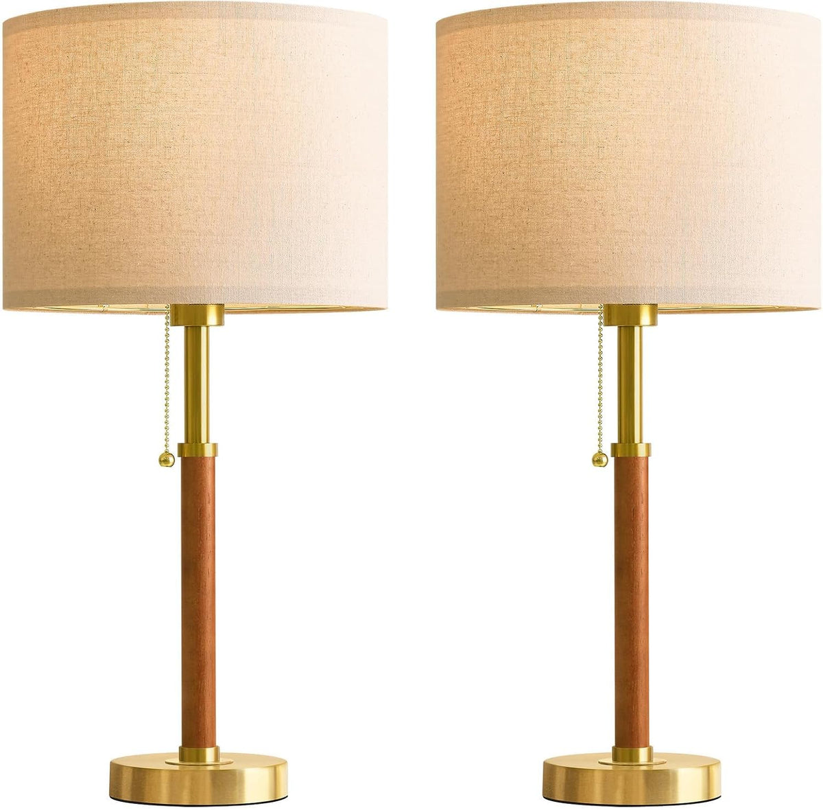 22" Wood Table Lamps Mid Century Modern Lamp for Bedroom Living Room