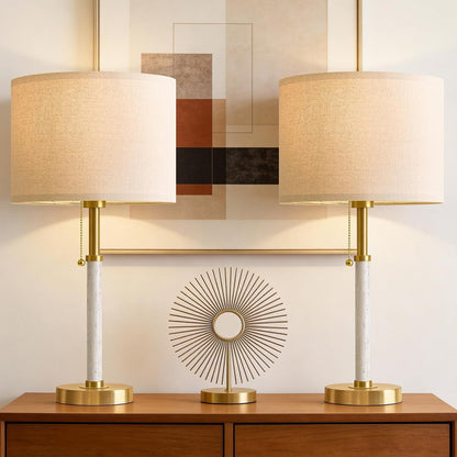 22" Wood Table Lamps Mid Century Modern Lamp for Bedroom Living Room