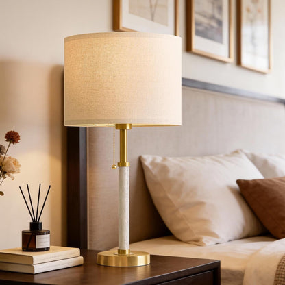 22" Wood Table Lamps Mid Century Modern Lamp for Bedroom Living Room