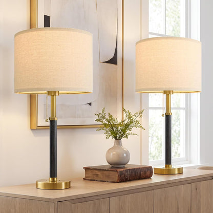 22" Wood Table Lamps Mid Century Modern Lamp for Bedroom Living Room