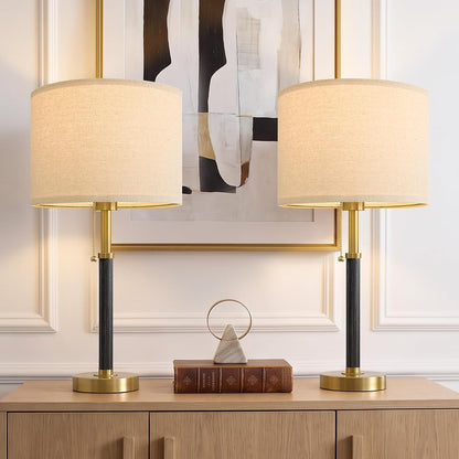 22" Wood Table Lamps Mid Century Modern Lamp for Bedroom Living Room