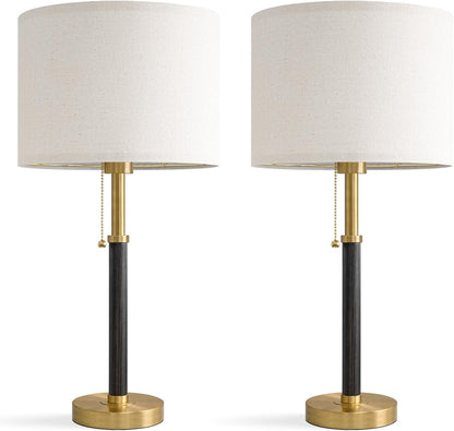 22" Wood Table Lamps Mid Century Modern Lamp for Bedroom Living Room