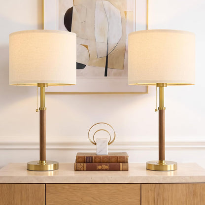 22" Wood Table Lamps Mid Century Modern Lamp for Bedroom Living Room