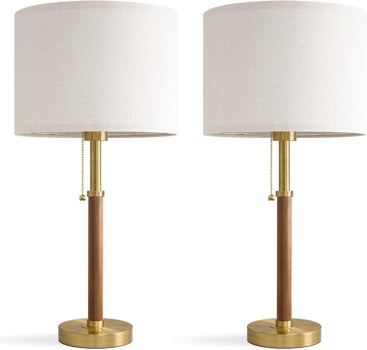 22" Wood Table Lamps Mid Century Modern Lamp for Bedroom Living Room