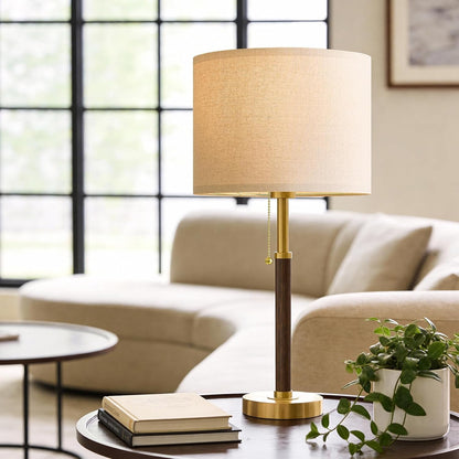 22" Wood Table Lamps Mid Century Modern Lamp for Bedroom Living Room